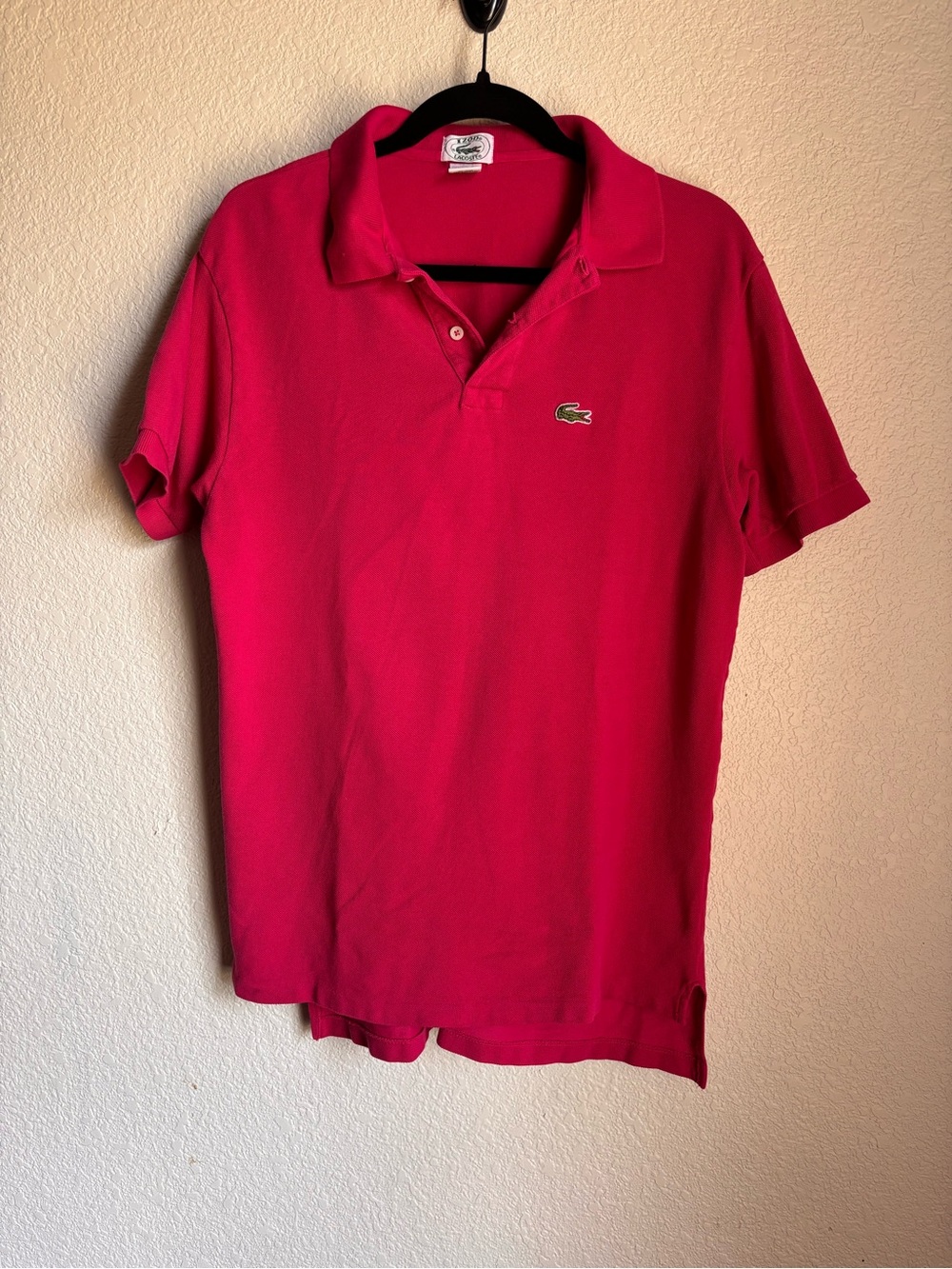Lacoste Women’s Hot Pink Large Polo Shirt 2000s Y2K